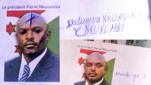 Le gribouillage de la photo de Pierre Nkurunziza prend des proportions inquiétantes (Photo archives)
