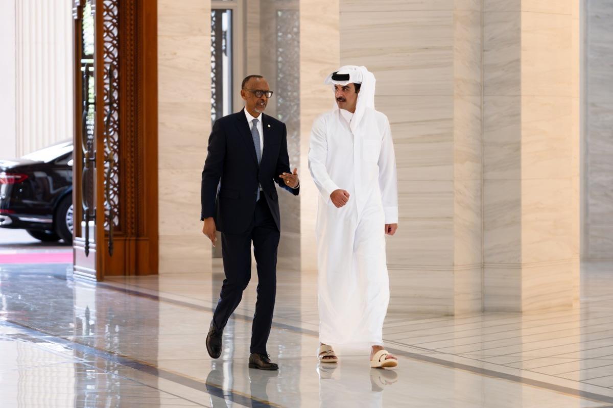 ‎L’Émir du Qatar et le président du Rwanda discutent des relations bilatérales